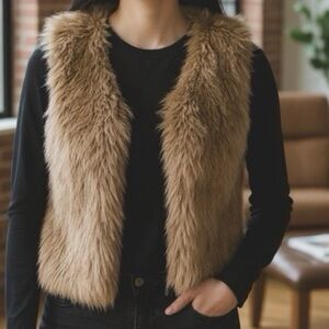 Daniel Faux Fur Shearling Brown with Black Accent Bohemian Vest Size M
